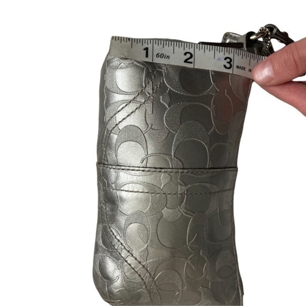Coach vintage y2k silver leather debossed optic c mini bag or wristlet - Picture 5 of 12